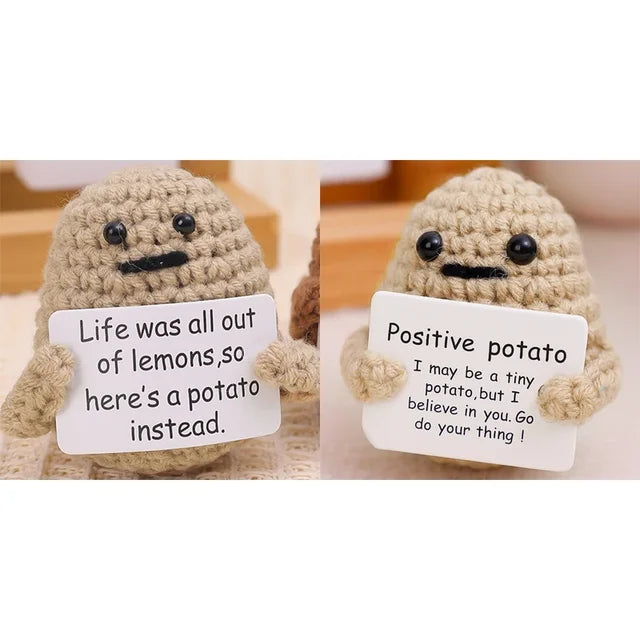 Potato Hug Positive Energy Pocket Mini Handmade Plush Wool Knitting Doll