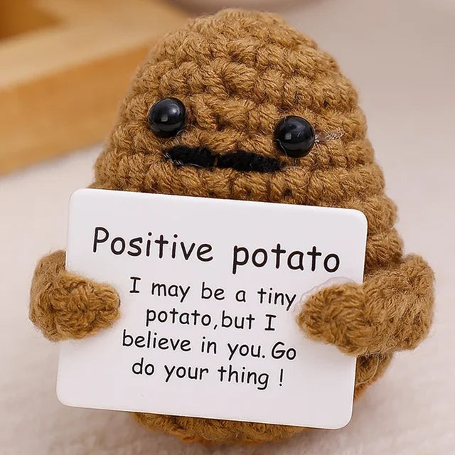 Potato Hug Positive Energy Pocket Mini Handmade Plush Wool Knitting Doll