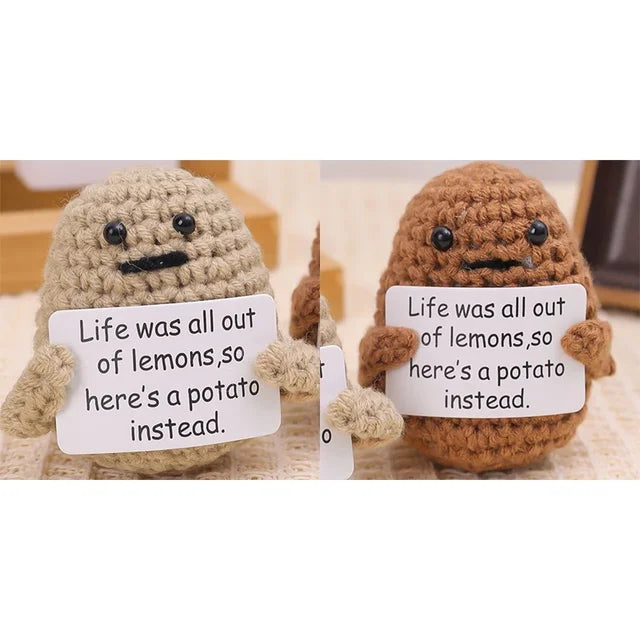 Potato Hug Positive Energy Pocket Mini Handmade Plush Wool Knitting Doll