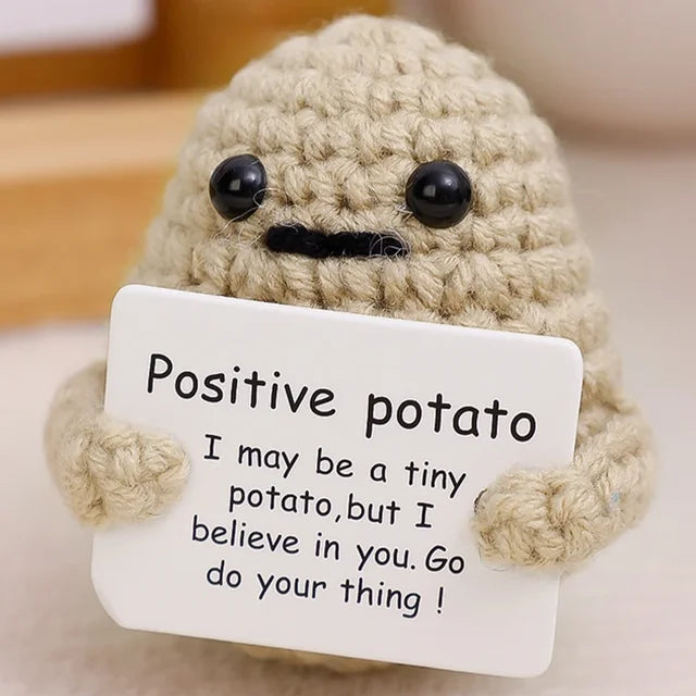 Potato Hug Positive Energy Pocket Mini Handmade Plush Wool Knitting Doll